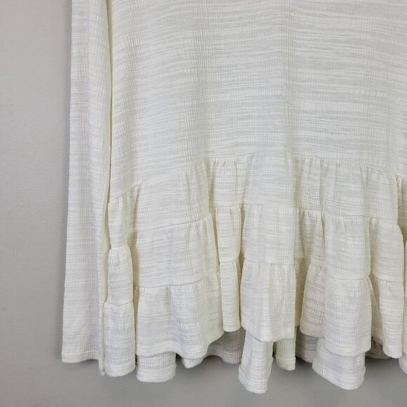 𝅺deletta Anthropologie Thea Peplum Tierd Ruffle Long Sleeve Top Ivory XS - Picture 4 of 12